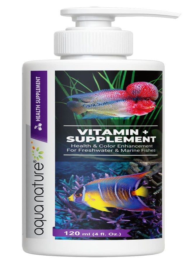الطبيعة المائية مكمل غذائي AquaNature® Vitamin+ لتعزيز صحة ولون أسماك المياه العذبة والمالحة (120 مل) - Image 1
